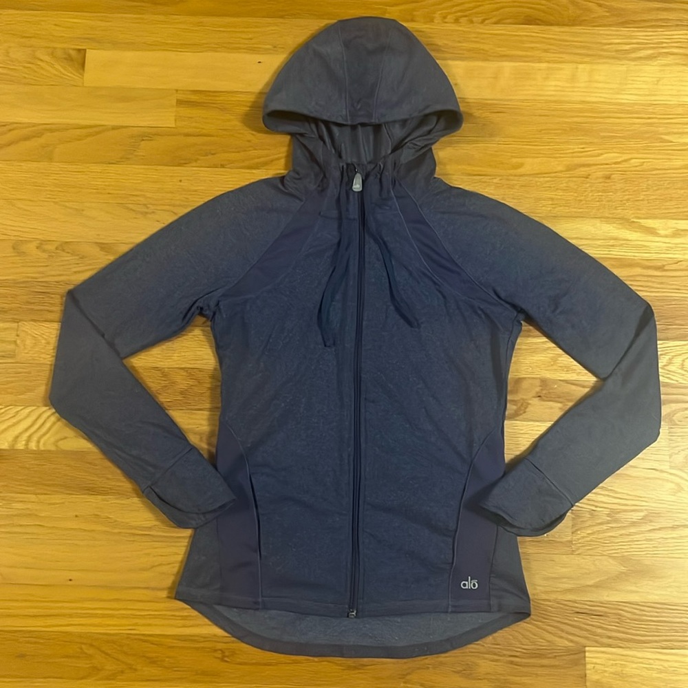 ALO Yoga Athletic Jacket Blue Purple Zippered Hoodie Size Medium